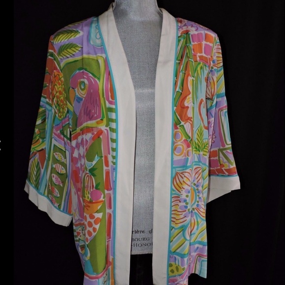 Bob Mackie Silk Shirt Open Front Blouse Small - Picture 8 of 13